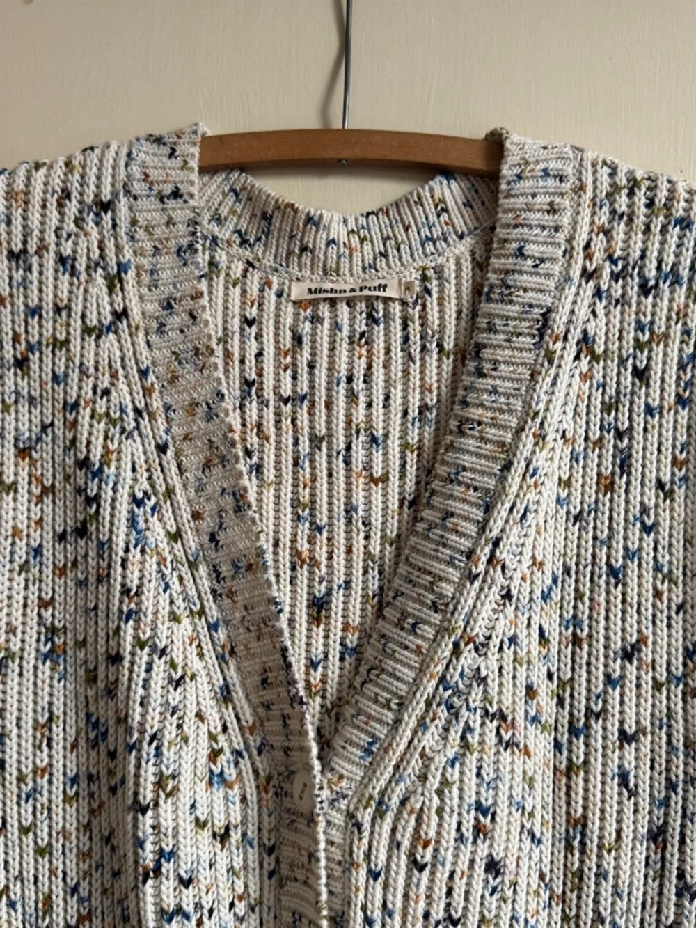Misha & Puff sea glass Confetti Fisher button up cardigan vest m/l - Picture 5 of 9